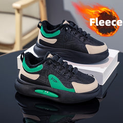 Boy's Plush Lined Sneakers Comfy Non Slip Casual Soft Sole Winter Shoes