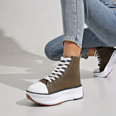 Women's Camo High Top Canvas Sneakers Lace Up Platform