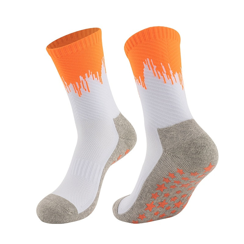 Men's Cotton Silicone Non-slip Mid-calf Socks for Basketball Running Training