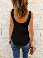 Ruched Keyhole Tank Top Summer Sleeveless Casual Slim Top