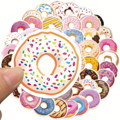 50pcs Cartoon Donut Graffiti Stickers for Water Bottles, Computers