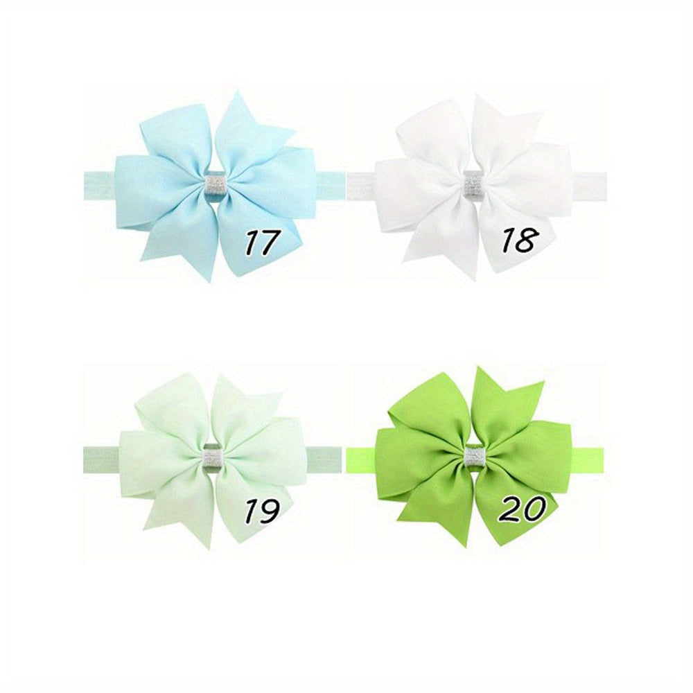 4pcs Girls Bowknot Elastic Headband Hair Accessories