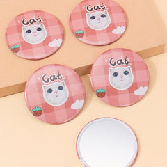 10pcs Cat Pattern Round Mirror Adorable Cosmetic Touch up Mirror For Gift