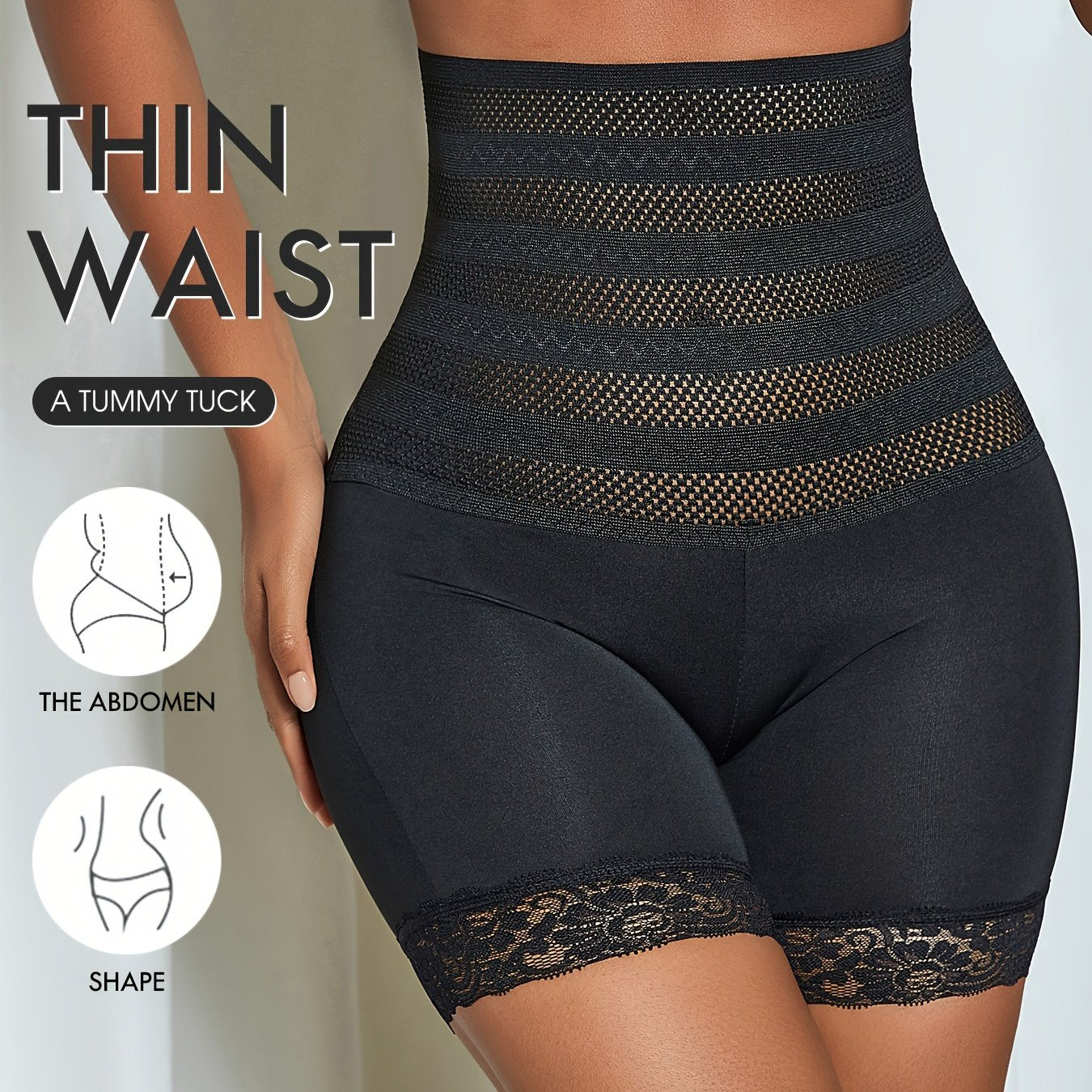 Lace Trim Shaping Panties High Waist Tummy Control Compression Panties
