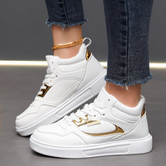 High Top Faux Leather Lace Up Skate Shoes