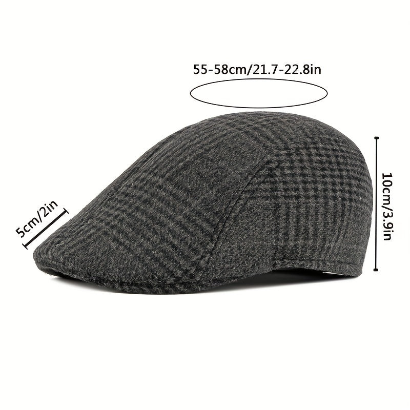 Men's Classic Newsboy Hat Vintage Flat Cap Ivy Cabbie Driving Hat Winter Warm