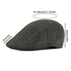 Men's Classic Newsboy Hat Vintage Flat Cap Ivy Cabbie Driving Hat Winter Warm