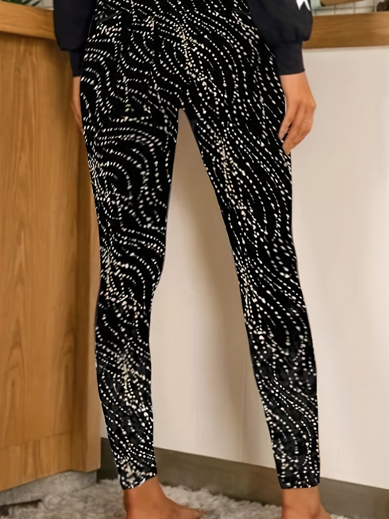 Graphic Print Skinny Leggings High Waist Women's Clothing