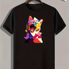 Cat Pattern Print Men's Comfy Sports T-shirt Graphic Tee