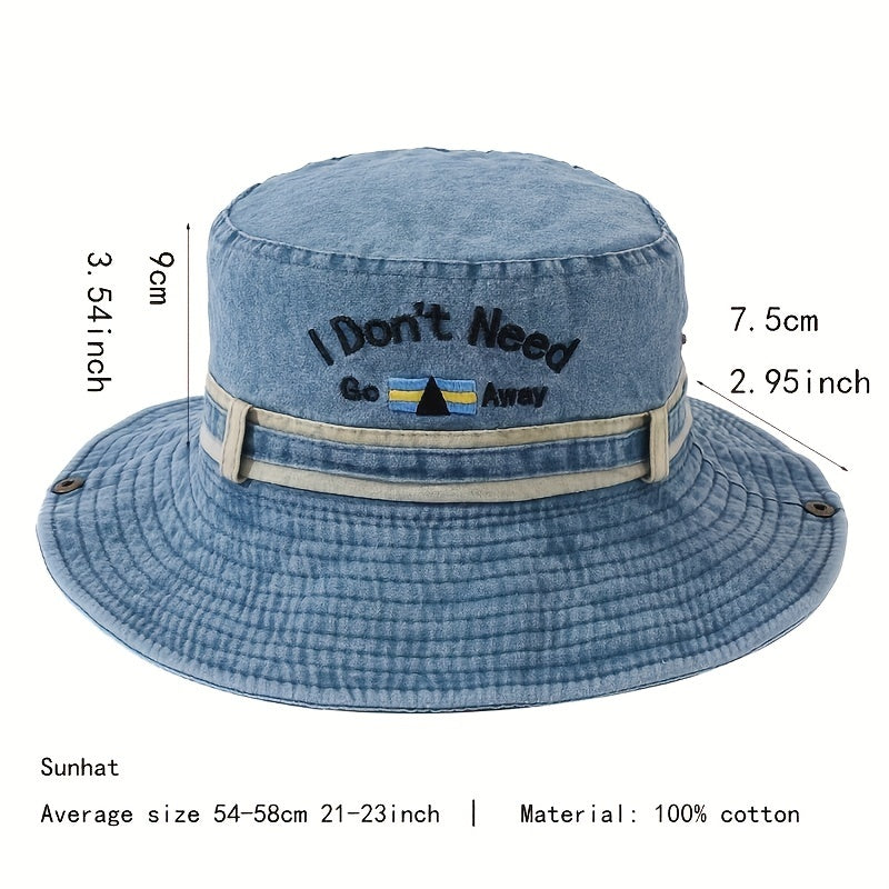 Wide Brim Denim Bucket Hat for Outdoor Sports Unisex