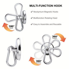 D42 Strong Neodymium Magnet Hooks 72 57KG with Swivel Carabiner Hook