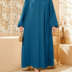 Solid Lantern Sleeve V Neck Maxi Dress