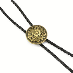 Bronze Metal Collar Rope Necklace Necktie Vintage Western Cowboy Shirt Accessori