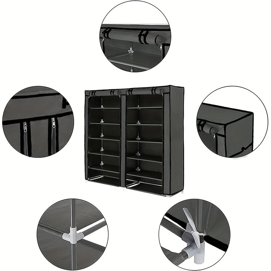 KYHK Shoe Storage Rack with Dustproof Cover, Removable Shelf - Bedroom Closet