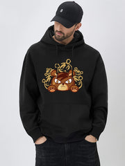 Cartoon Bear Print Hoodie for Men Casual Graphic Pullover Hooded Sweatshirt