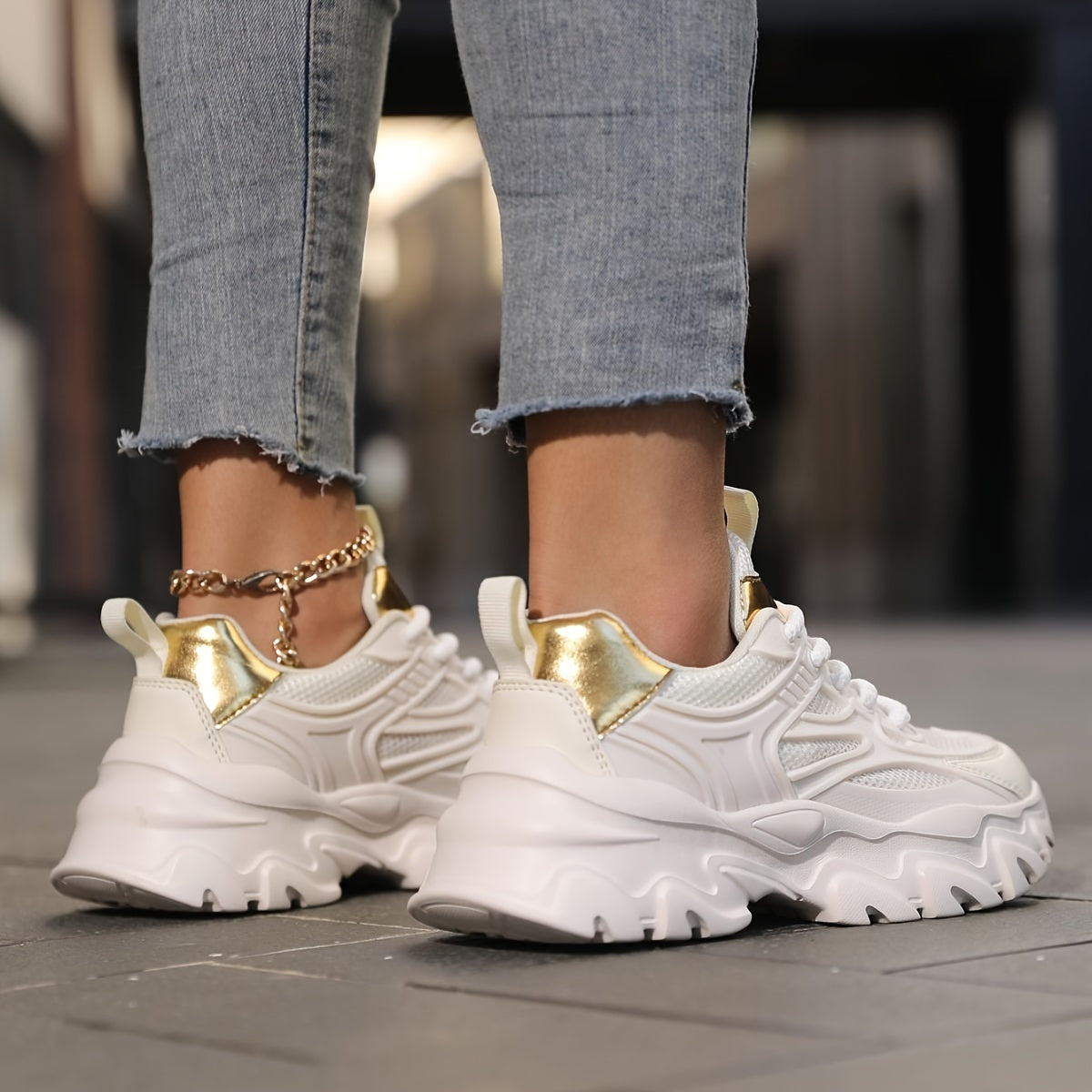 Women's Slip Resistant Chunky Sneakers Breathable Running Shoes