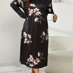 Floral Print Long Sleeve Maxi Tee Nightdress