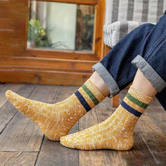 10 Pairs Men's Striped Crew Socks Comfortable Casual Unisex Outdoor All Seasons