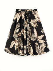 Floral Print Drawstring High Rise Skirt