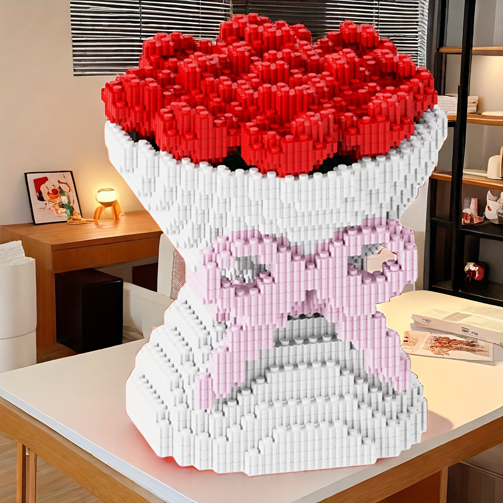 5000pcs Rose Couple Puzzle Building Blocks for Teens and Adults DIY Craft Kit
