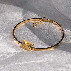 Golden Sliver Arc Bangle Bracelet For Girls