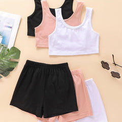 3 Sets Solid Activewear Girls Comfy Sportswear For Outdoor Sports