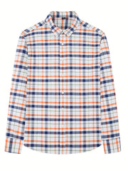 Plaid Print Casual Long Sleeve Shirt for Men