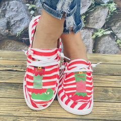 Women's Casual Christmas Socks Pattern Sneakers Flat Sports Outdoor Sneakers