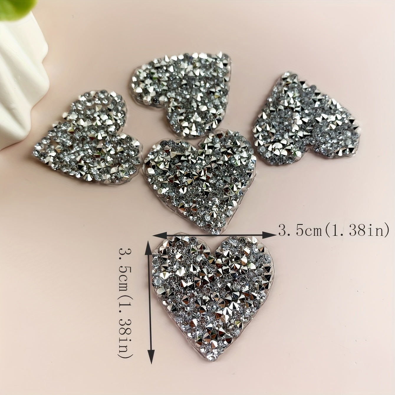 5pcs Silvery Love Rhinestone Crystal Stickers Adhesive Diamond