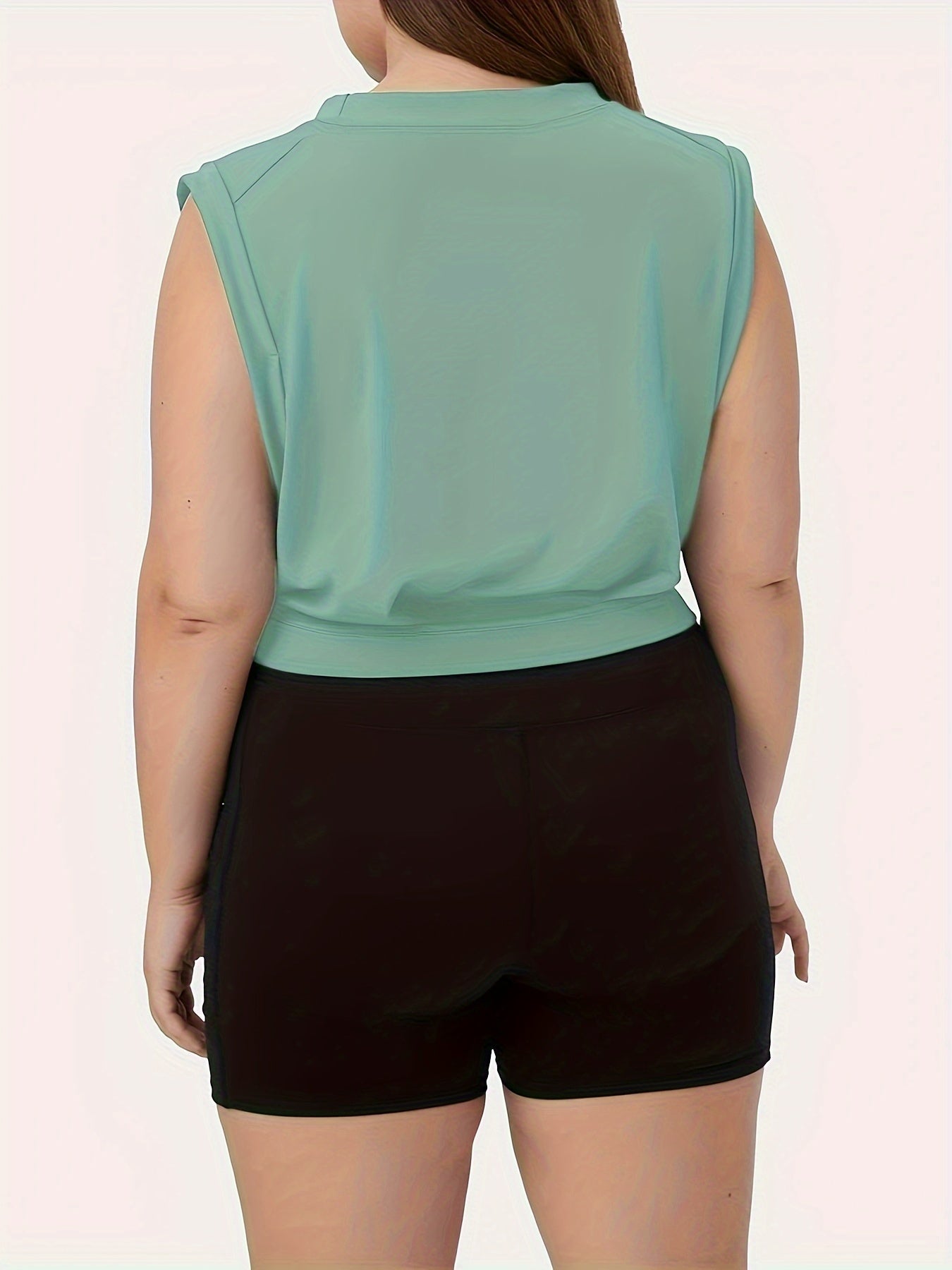 Solid Round Neck Crop Running Fitness Tank Top