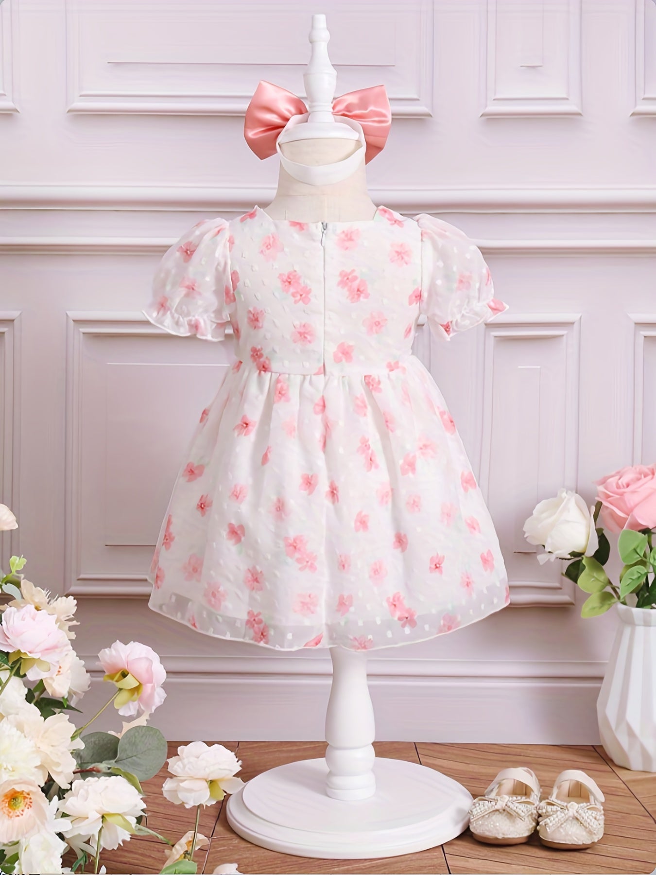 Baby Girls Sweet Floral Print Princess Dress