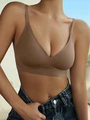 3pcs Seamless Solid Wireless Bras Comfy & Breathable Push Up Bra