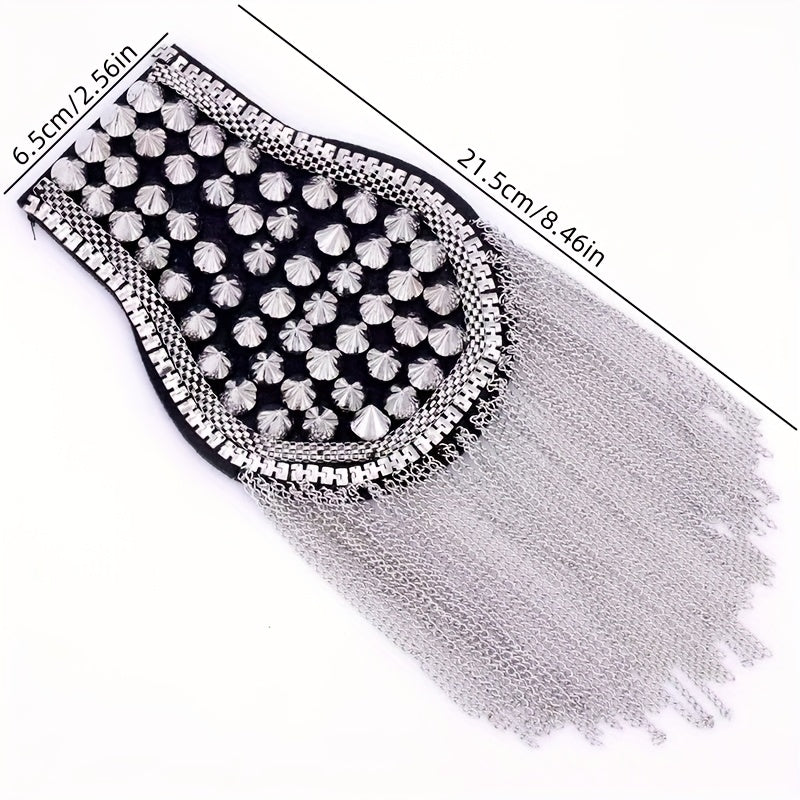 Riveted Suit Epaulette Chain Punk Fringe Costume Accessories