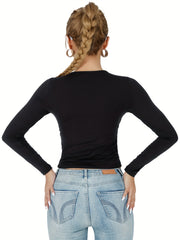 Women's Long Sleeve Crew Neck T-Shirt Soft Casual Sports Top