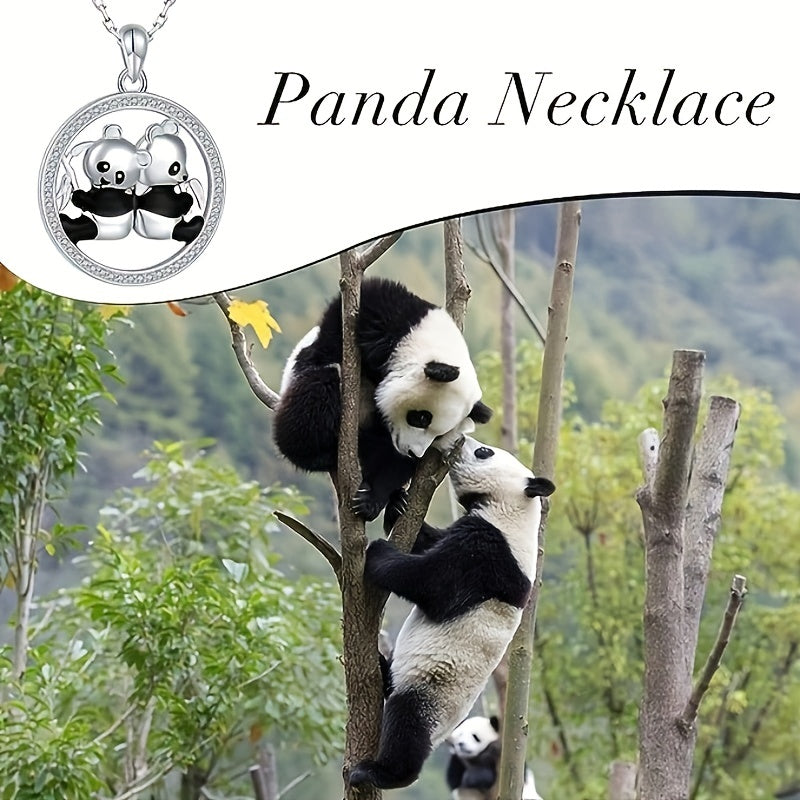 Panda Pendant Necklace Gemstones Clavicle Chain Jewelry Gift Men