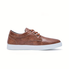 Men's Lace-up PU Leather Skate Shoes with Good Grip