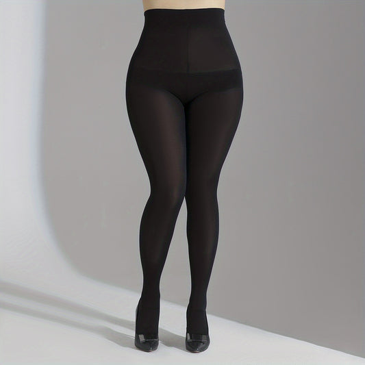 Basic Pantyhose Women's Plus Solid High Rise Tummy Control Tights