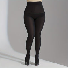 Basic Pantyhose Women's Plus Solid High Rise Tummy Control Tights