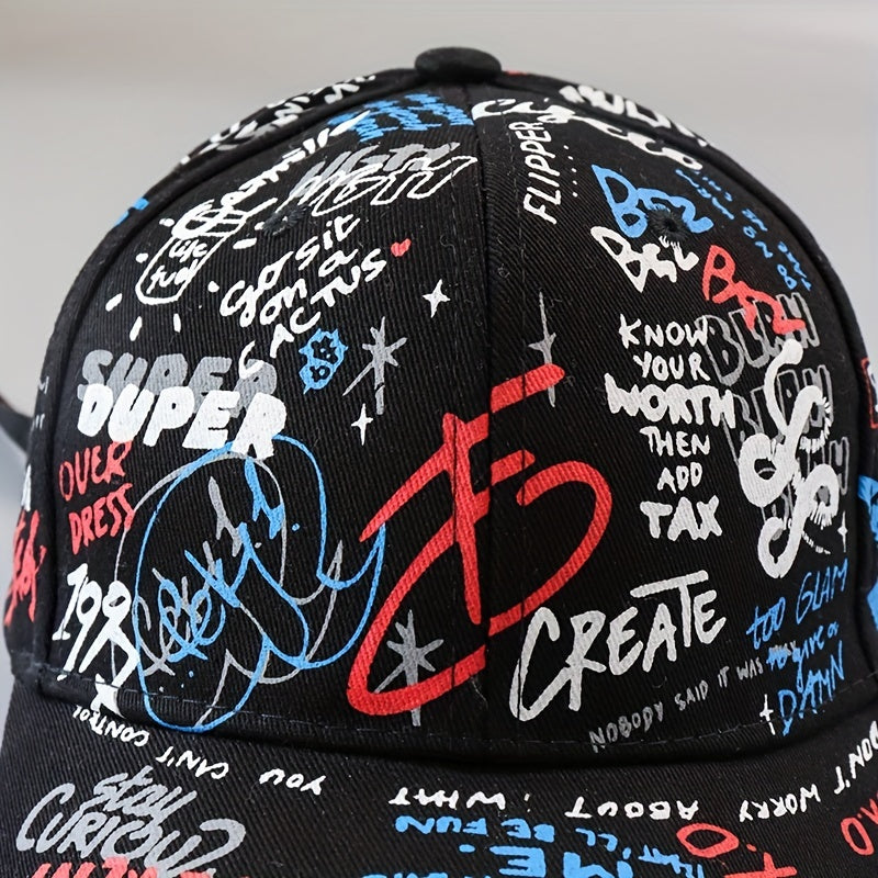 Letter Graffiti Baseball Cap Hip Hop Sports Hat Sun Protection Adjustable