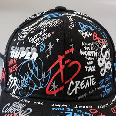 Letter Graffiti Baseball Cap Hip Hop Sports Hat Sun Protection Adjustable