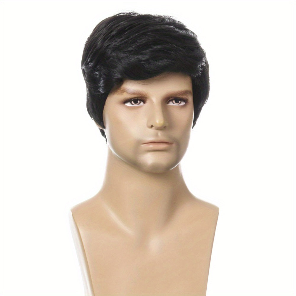 Men's Natural Short Curly Hair Wig Headgear