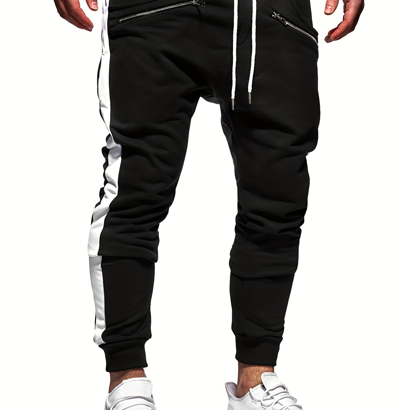 Men's Zipper Pocket Joggers Casual Loose Fit Pants