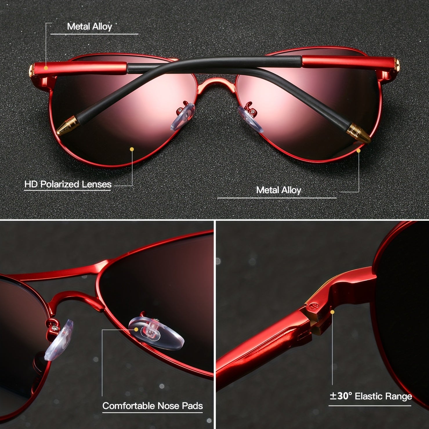 RoyalHot Metal Unisex Polarized Sunglasses Large Frame Cycling Driving