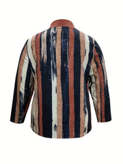 Stripe Print Long Sleeve Workwear Top