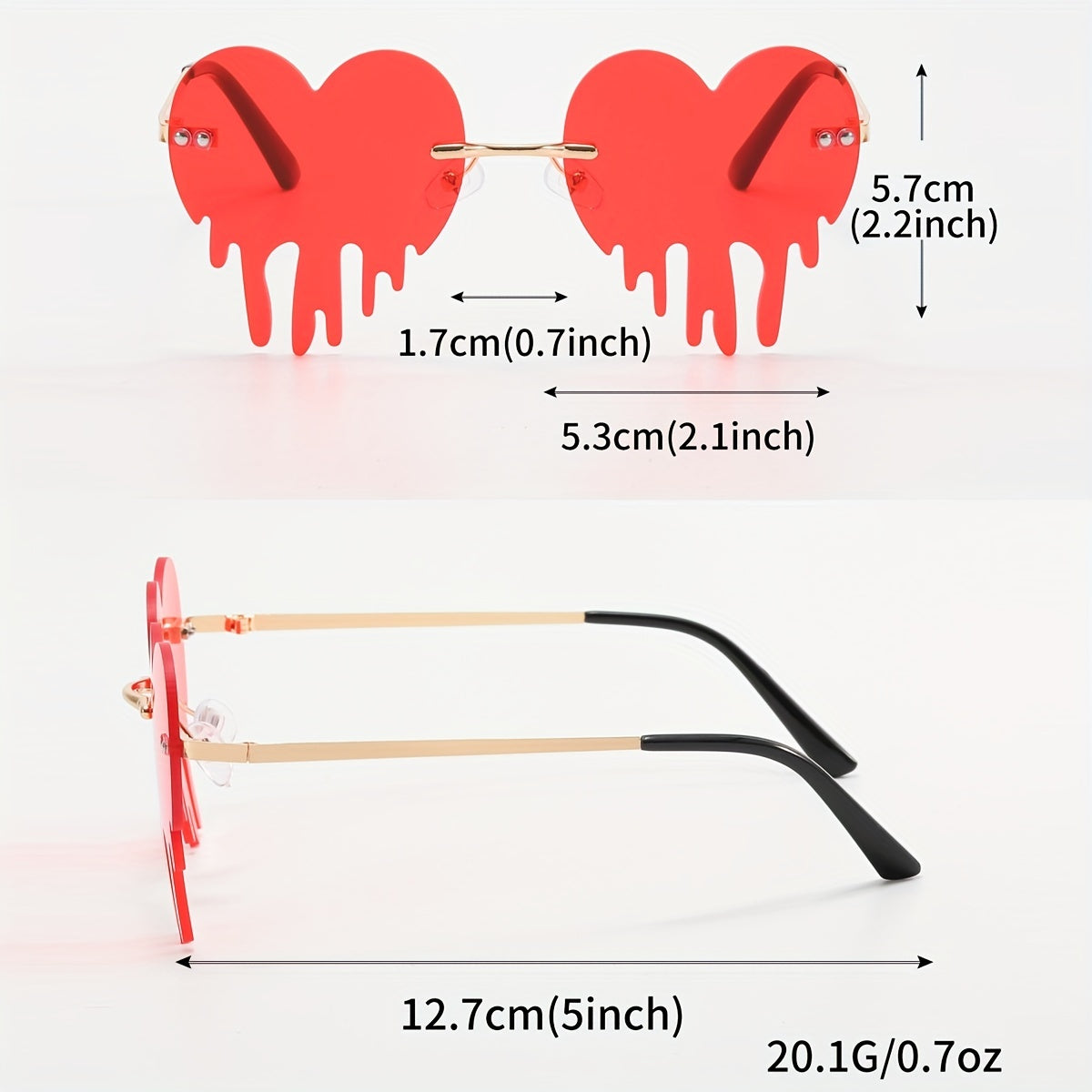 3 Pairs Men's Rimless Sunglasses Set - Heart Star Shaped Decorative Accessories