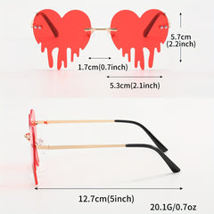 3 Pairs Men's Rimless Sunglasses Set - Heart Star Shaped Decorative Accessories