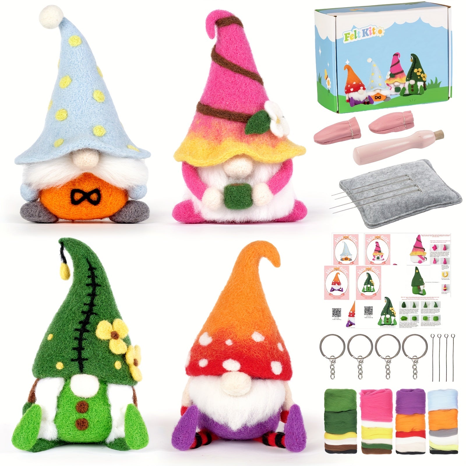 Christmas DIY Wool Felt Kit with Video Tutorial - Material Package