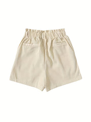 Solid Color Elastic Waist Shorts for Women