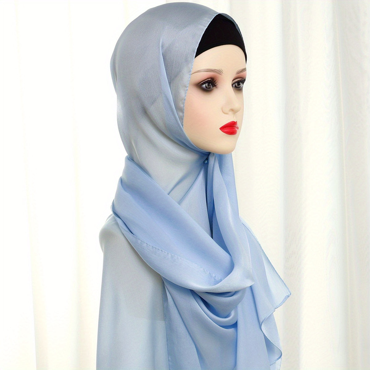 Soft Silky Scarf Thin Breathable Hijab Solid Shawl Classic Head Wrap Women Turba