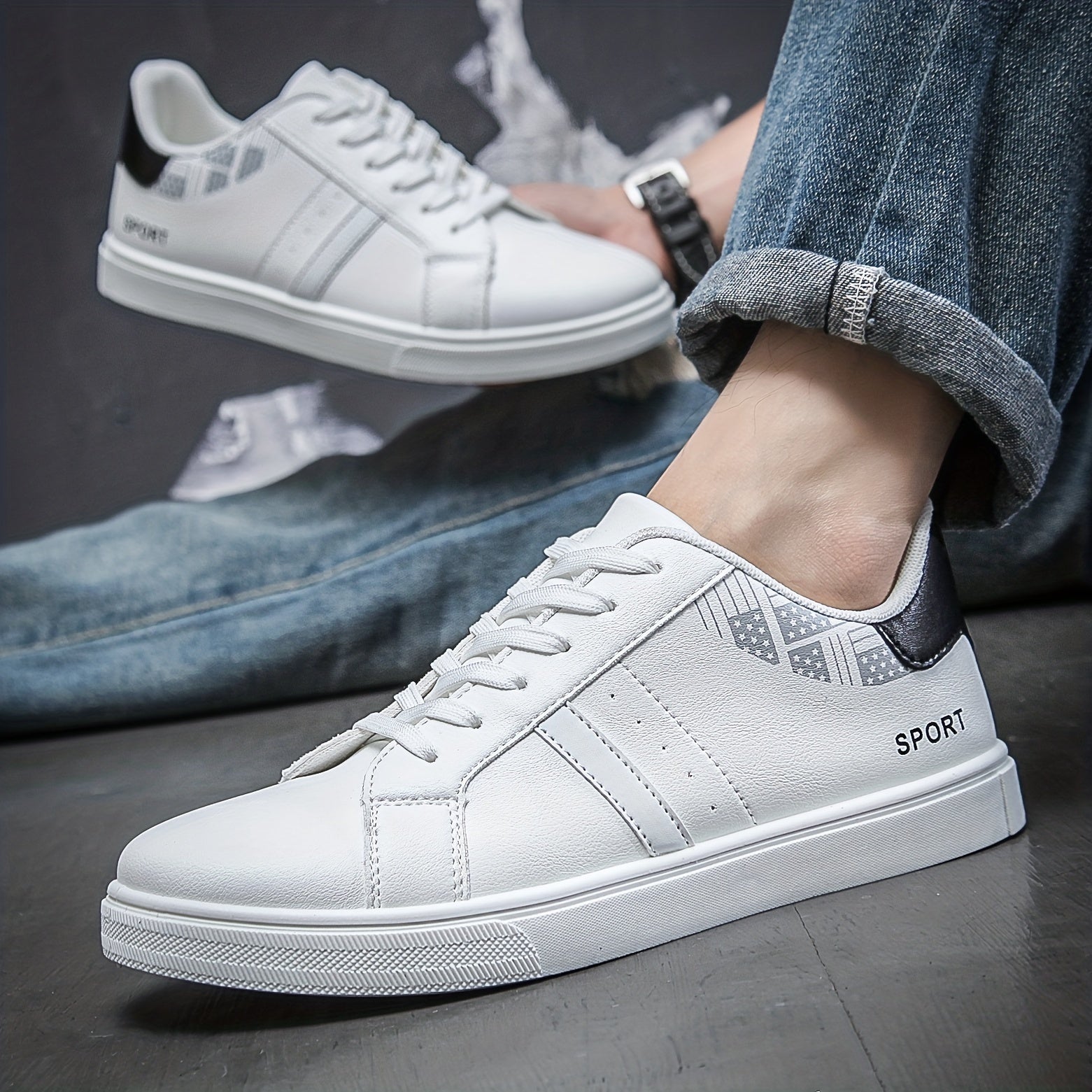 Men's Lace up Sneakers Skate Shoes Good Grip Breathable